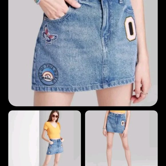 wild Fable denim patchwork mini skirt 18 nwot Academia College 3/$25 - Picture 9 of 13